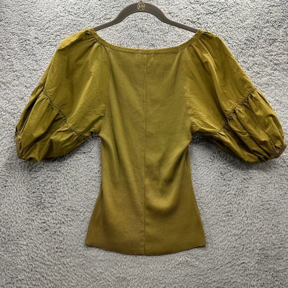 Nation Ltd XS‎ Fitted Green Balloon Short Sleeve Stretchy Casual Organic Cotton - Picture 9 of 12